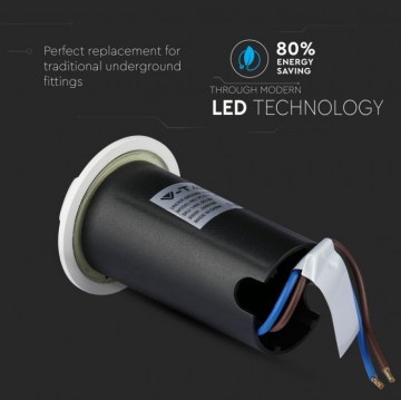 Grondspot 4 kanten - witte uitvoering - 12 Volt tuin verlichting - koud wit - IP67