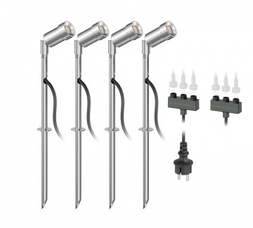 4x LED grond spot - 12V - 1,5 Watt - Complete set