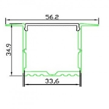 1 meter - 35mm inbouw XL- LED Profiel- aluminium