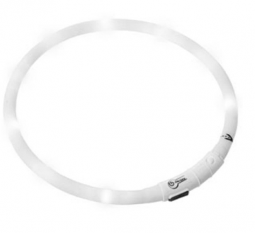 LED EASYDOG halsband - wit - inkortbaar 20 tot 70 CM - oplaadbaar