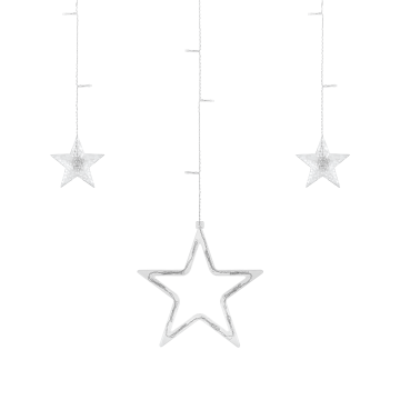 LED Sterrengordijn kerst - 12 sterren - warm wit - 138 leds - Koppelbaar