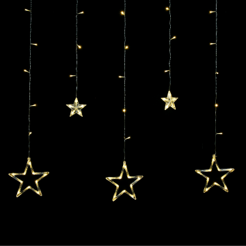 LED Sterrengordijn kerst - 12 sterren - warm wit - 138 leds - Koppelbaar