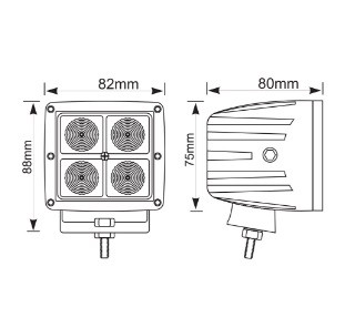 Robuuste verstraler - 4x LED - 12/24V - IP67 / 1080 lumen
