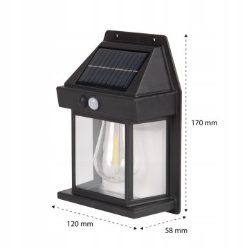 LED solar wandlamp - Schemer + bewegingssensor - Warm wit