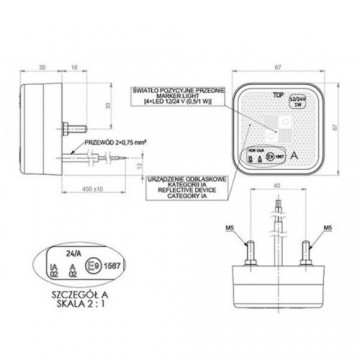Zijmarkeringslicht - 12/24V - Wit - LD096