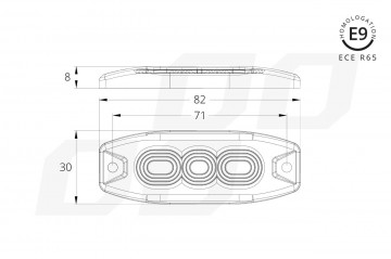 LED flitser - R65 - 19 flits patronen - 3-LED - Oranje - 12-24 Volt - IP67