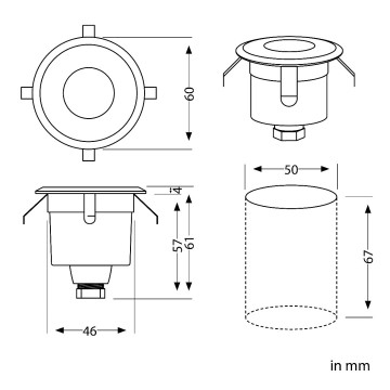 LED terrasverlichting rond - 60mm - 230V - Warm wit