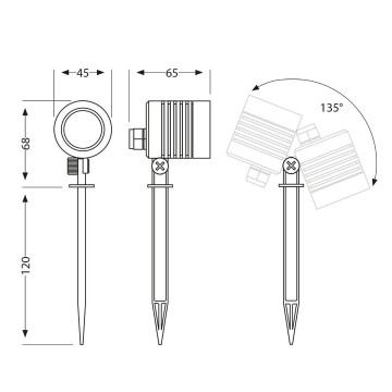 230V grondspot - Met stekker - Koud wit - 4W - 188mm