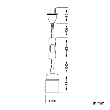 E27 hanglamp - 3 meter - Met schakelaar - Zwart/wit