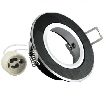 Inbouw spot GU10 aluminium rond armatuur - geborsteld zwart/zilver 85mm