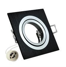 Inbouw spot GU10 aluminium vierkant armatuur zwart/zilver