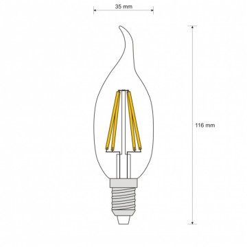 Vlam Retro filament LED-lamp E14 380 lumen 2900 kelvin
