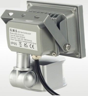 10W LED / PIR schijnwerper koud wit