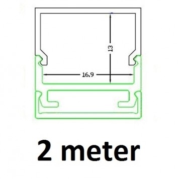2 meter - square 7mm - LED profiel - aluminium