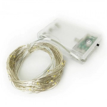 Kerst koperdraad LED verlichting - Warm wit - 10 meter - Op batterijen