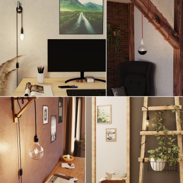 E27 hanglamp - 3 meter - Met schakelaar - Zwart/wit