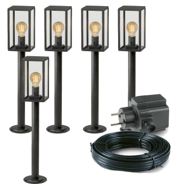 5x LED sokkel tuinlamp - 3,5 Watt - 12V - 68cm - Complete set