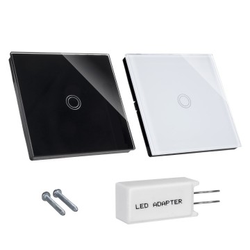 Wandschakelaar met verlichting - Enkelvoudig - Touch bediening - Wit