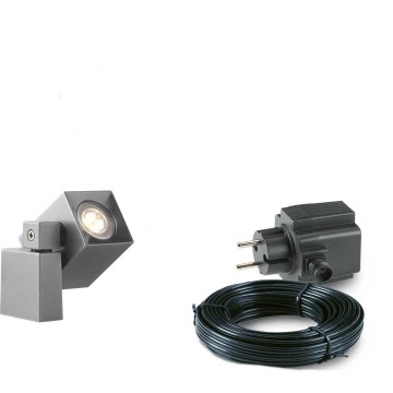 1x LED wand spot - 2 Watt - 12V - Grijs - complete set