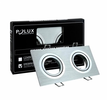 Inbouw 2x LED spot GU10 aluminium rechthoek armatuur - geborsteld zilver/zilver