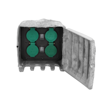 Tuin contactdoos - 230V - 4 voudig - Decoratief steen