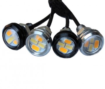 23MM LED - DUO COLOR - Eagle Eye - amber / wit - Waterproof - aluminium
