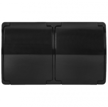 Stopcontact opbouw waterproof - Tweevoudig - Zwart