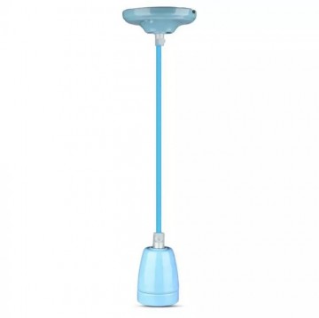Retro porseleinen lamp - BLAUW - E27 fitting - pendel
