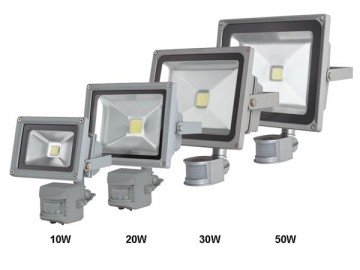 30W LED / PIR schijnwerper Warm Wit IP65 GRIJZE behuizing