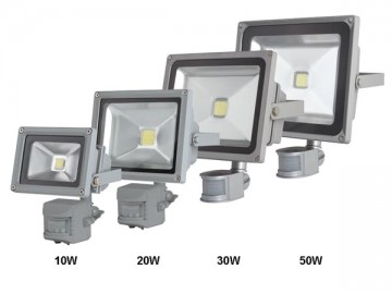 10W LED / PIR schijnwerper Warm Wit