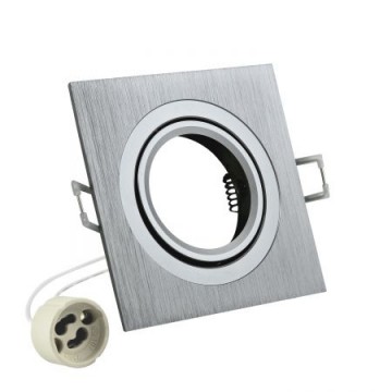 Inbouw spot GU10 aluminium vierkant armatuur - geborsteld streep zilver/zilver