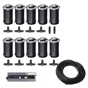 10x LED tuinpad spot - 12V - 3 kanten - 36mm - complete set1