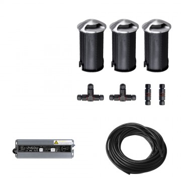 3x LED tuinpad spot - 12V - 3 kanten - 36mm - complete set