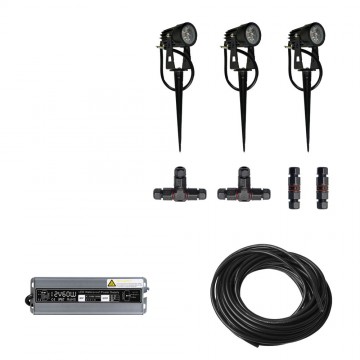 3x LED grond spot - 12V - 3 watt - complete set