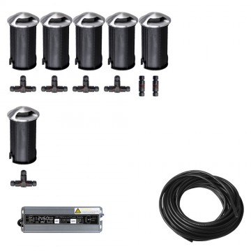 6x LED tuinpad spot - 12V - 3 watt - 36mm - complete set