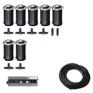 7x LED tuinpad spot - 12V - 3 watt - 42mm - complete set