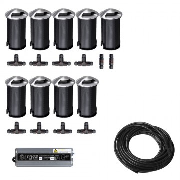 9x LED tuinpad spot - 12V - 3 kanten - 36mm - complete set