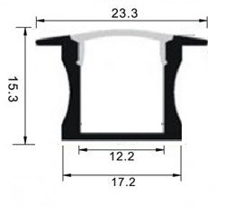 1 meter - 15mm inbouw - LED Profiel- aluminium - u-profiel