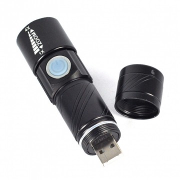 Q5 led tactical rechargeable usb mini flashlight torch zoomable adjustable light