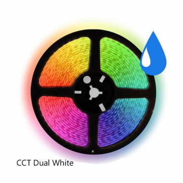 5 meter RGB CCT (Koud + warm wit) led strip - IP67 - 60Leds/m - 12V