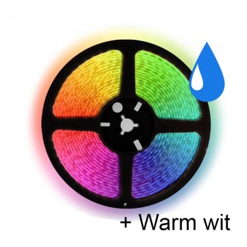 5 meter RGB/Warm wit led strip waterproof - IP67 - 60Leds/m - 12V