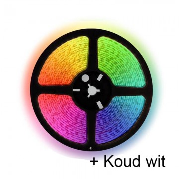 5 meter RGB/Koud wit led strip - 60Leds/m - 12V