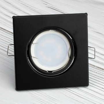 Inbouw spot GU10 - Staal - 90mm - Vierkant armatuur - Zwart - Verstelbaar