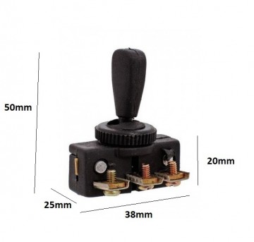 Schakelaar - drie standen - 12 tot 24 Volt - 75 Watt