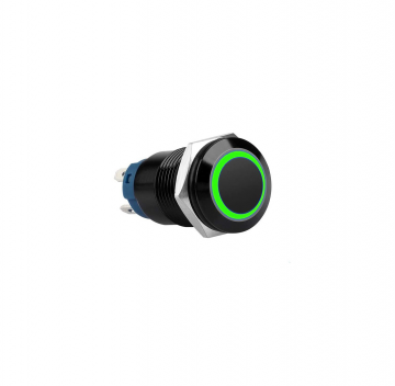 Drukschakelaar groene verlichting - 19mm - 1NO1NC