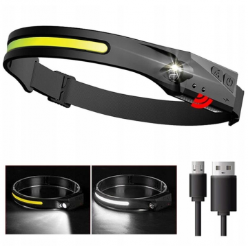 Oplaadbare LED hoofdlamp - 3W COB + 1W LED - Koud wit