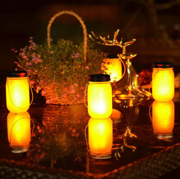 Solar LED lantaarn - Decoratie pot - Flame effect - Met schemersensor