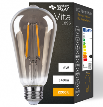 LED Filament Lamp - Smokey - E27 - 6 Watt - Extra warm wit - 540 Lumen - ST64