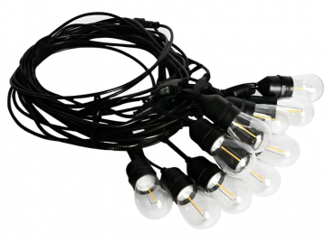 Prikkabel met hanglampen - 5 meter - 10 lampen - Koppelbaar - Warm wit - 24V