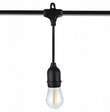 Prikkabel met hanglampen - 5 meter - 10 lampen - Koppelbaar - Warm wit - 24V